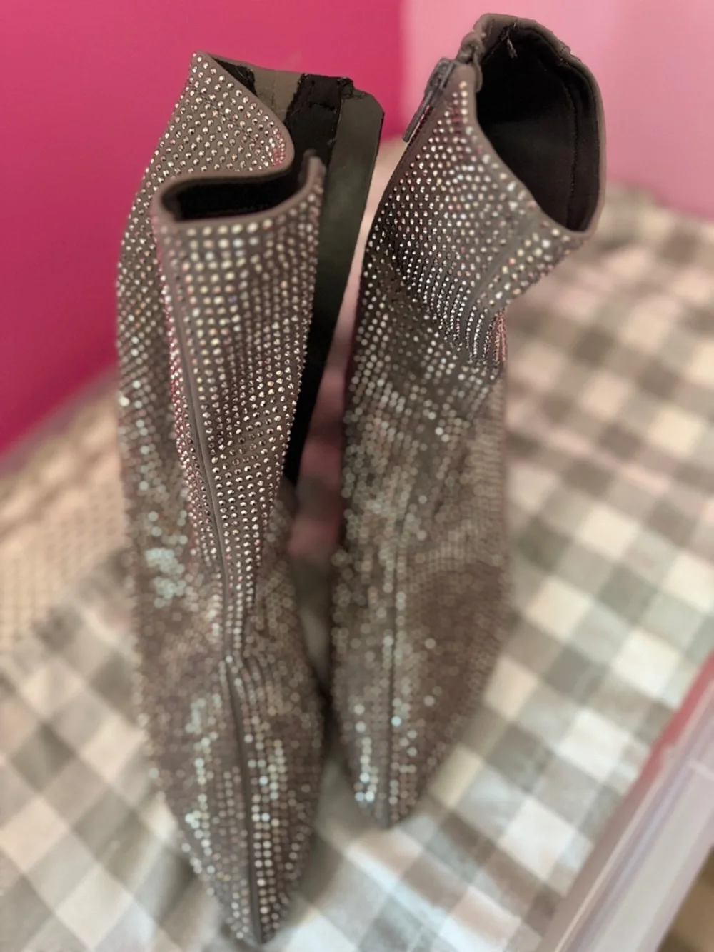 a new day Silver Rhinestone Pointed Ankle Boots - Picture 3 of 9